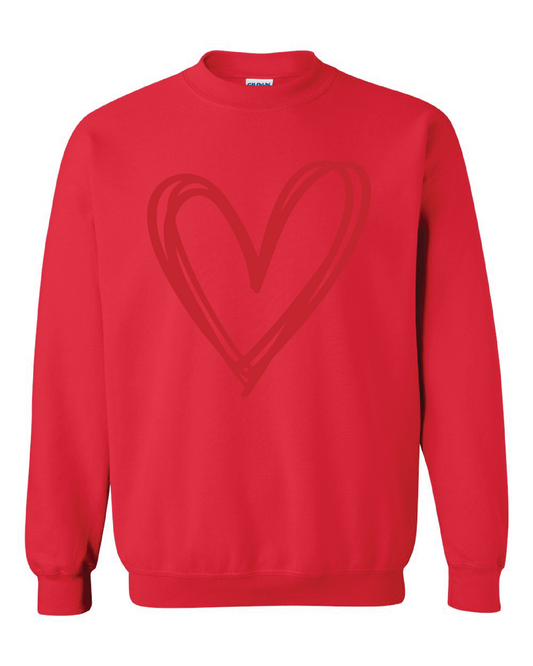 RED PUFF HEART SWEATSHIRT